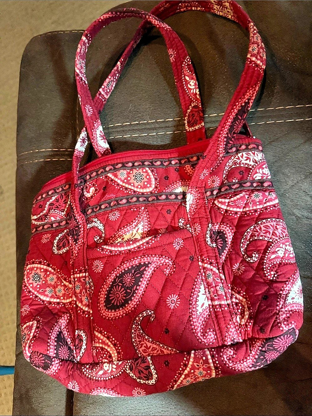 Vera Bradley Mesa Red Paisley Quilted Tote Bag